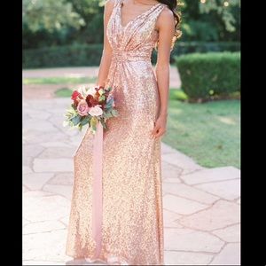 Revelry Bijou Sequin Dress — Rose Gold, Size 8
